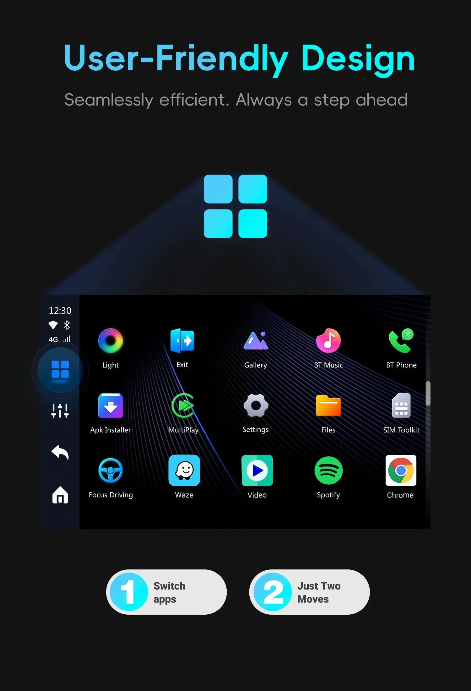 OTTOCAST P3 OttoAibox car infotainment AI box by Simples Market, Android Auto UI on dashboard