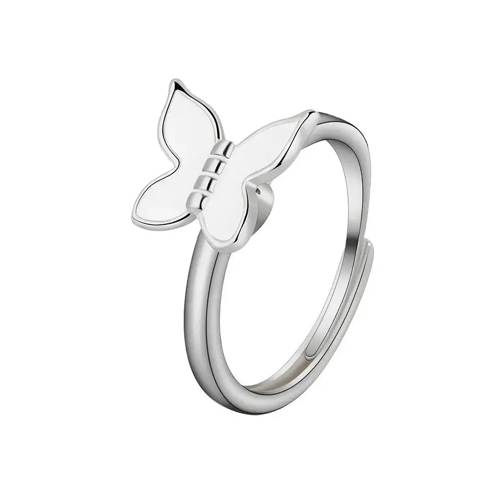 SMJEL Fidget Spinner Ring for Women Crystal Flower Eye Butterfly Animal Motifs Stress Relief Wedding Jewelry