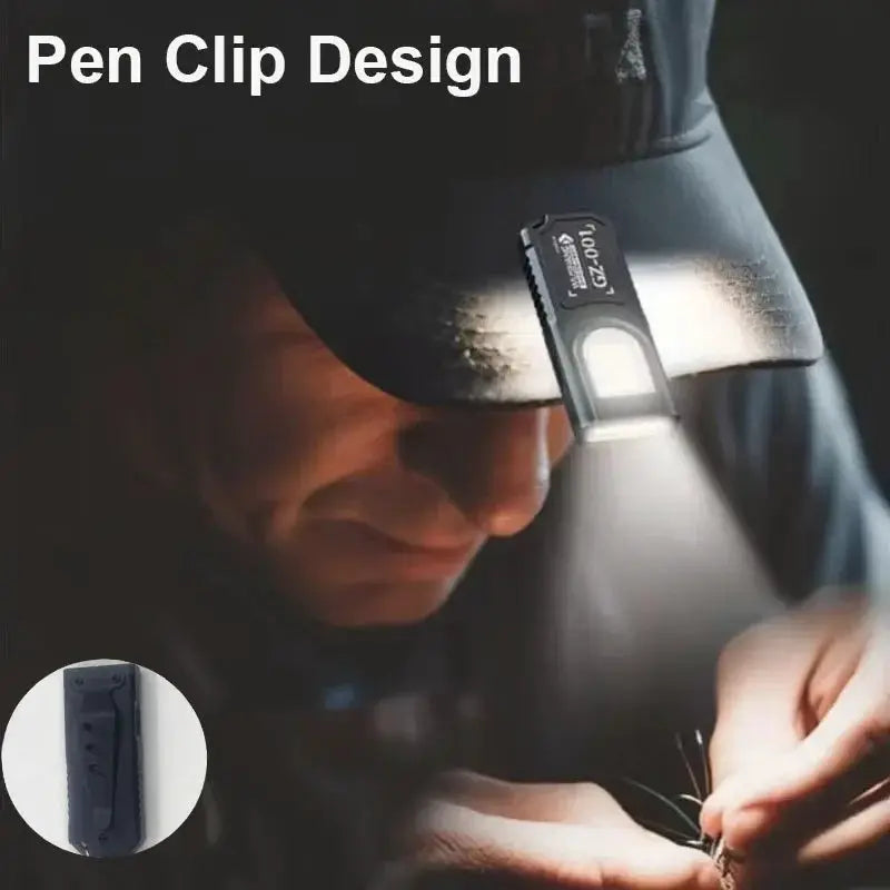 Simples Market mini COB LED black keychain flashlight USB-C rechargeable, waterproof pocket lamp with clip