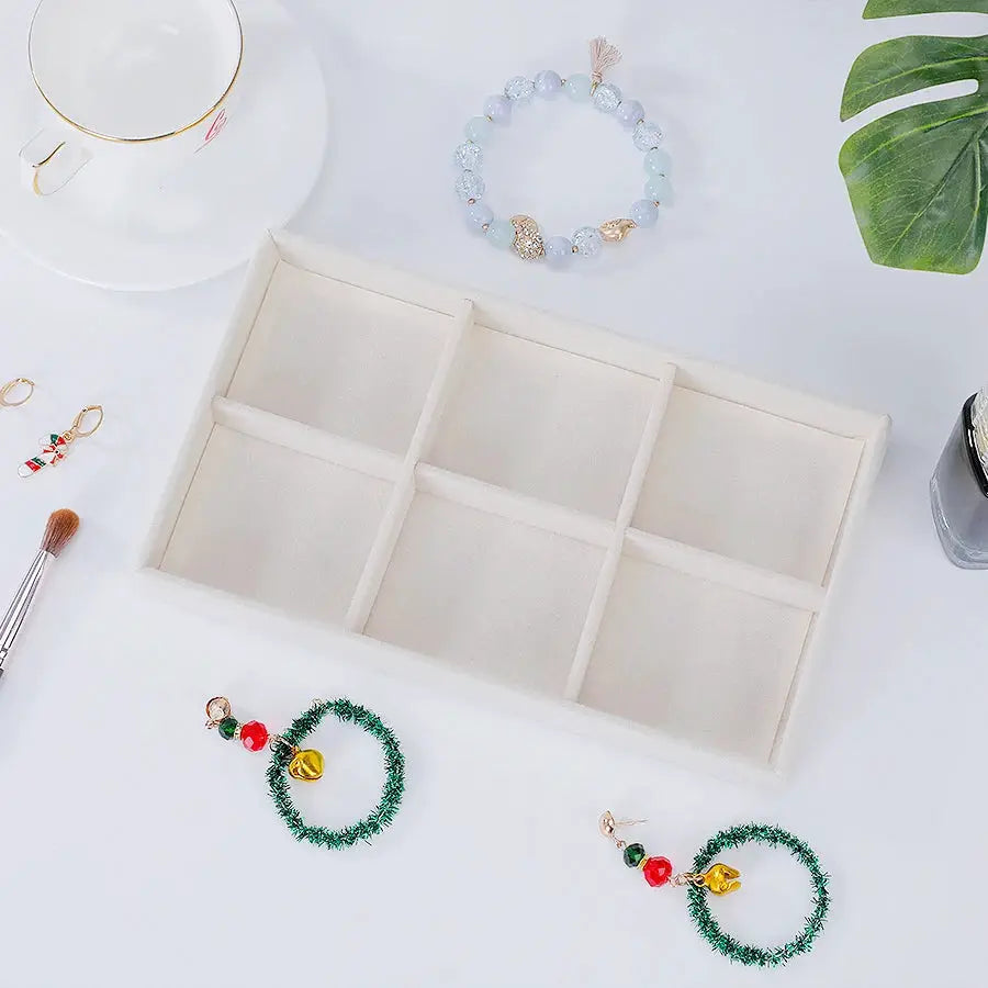 1 Piece Flocking Jewelry Box And Tray Beige Necklace Jewelry Organizer Gift Box 21.3 x 12.5 x 2.5 cm