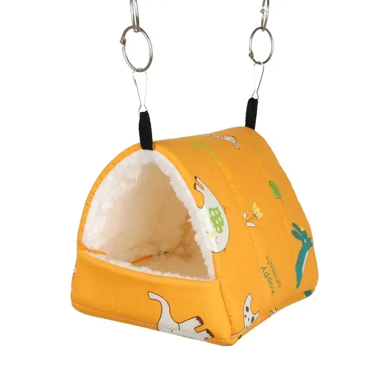 Simples Market orange hanging bed for small pets with plush white fleece interior
