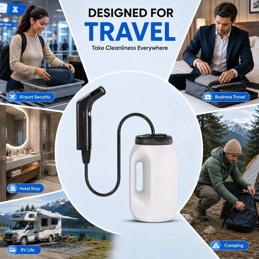 Simples Market 2.5L portable electric bidet with black handheld sprayer and hose