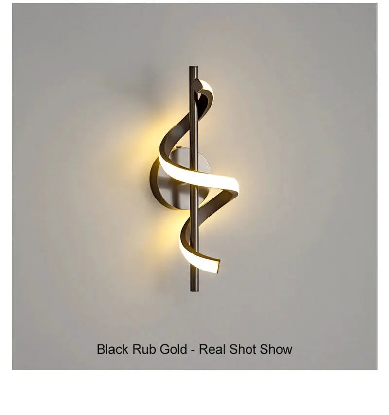 Lustre LED pendant light with black rub gold spiral ribbon finish; ceiling kitchen living room decor