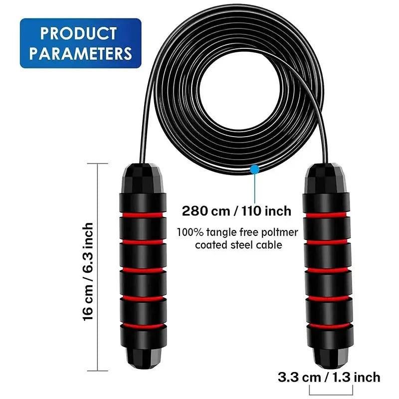 VitalPulse Jump Rope Steel Wire Adjustable Tangle Free Fitness Rope For Cardio Fat Burning And Full Body Toning