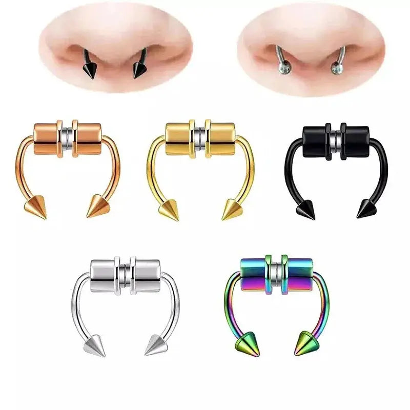 Magnetic Nose Ring Hoop Septum Clip Non Piercing Stainless Steel Hip Hop Punk Fashion Jewelry for Women