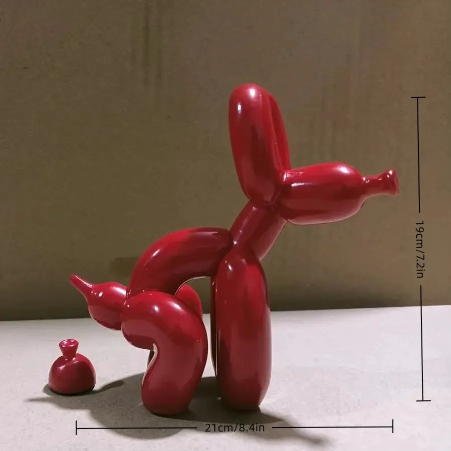Modern Art Squat Balloon Dog Statue Resin Figurine For Living Room Farmhouse Decor Interior Accent