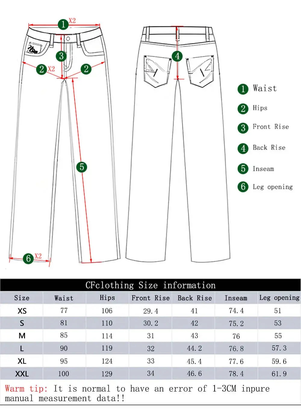 LIYS men's beige loose wide-leg jeans, high-waisted streetwear denim with front and back pockets; size chart shown.