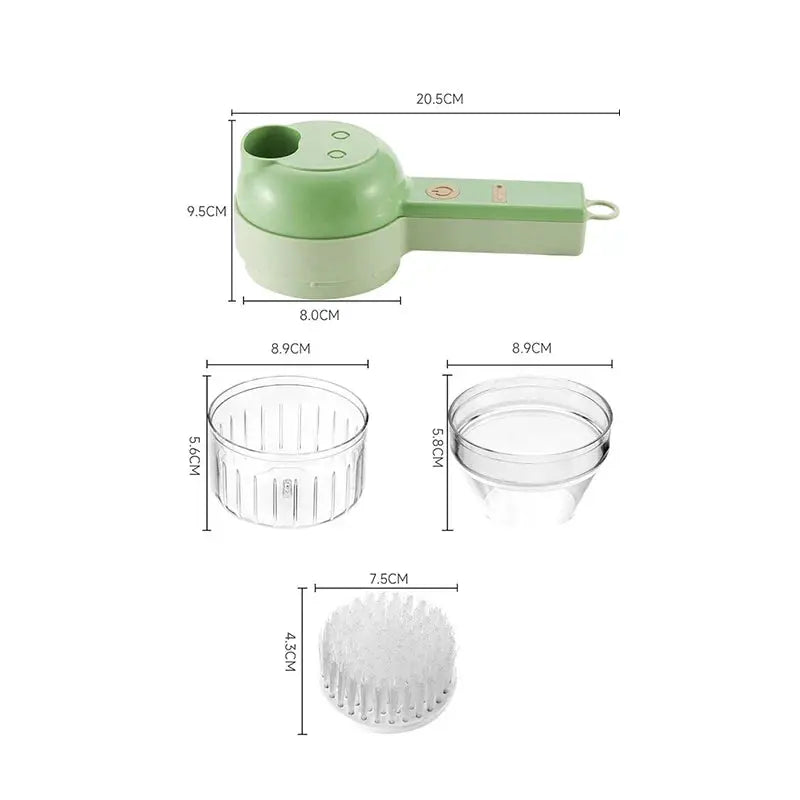 4 In 1 Electric Vegetable Cutter Set Handheld Wireless Garlic Masher Chopper Meat Grinder Food Peel Slice