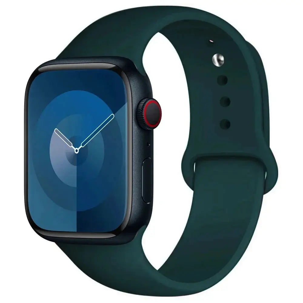 Silicone Apple Watch band, dark green, fits 38–49mm models