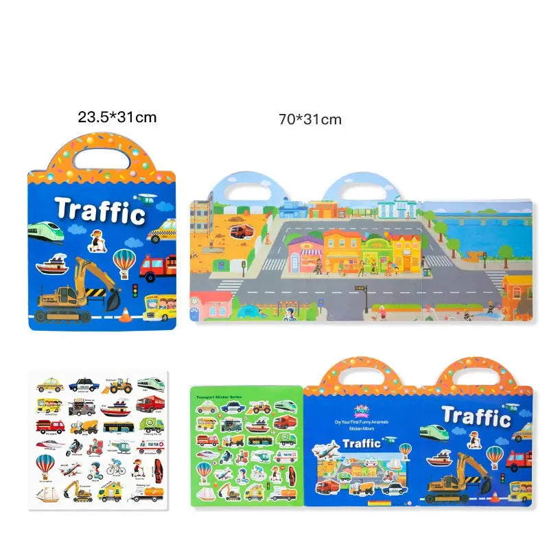 Reusable Cartoon Sticker Book for Kids DIY Puzzle Game Educational Learning Toy Ages 2 to 4 Gifts