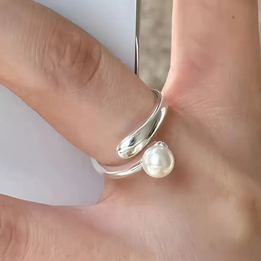 925 Sterling Silver Love Heart Ring With Hanadama Pearl For Women Gift Jewelry Birthday