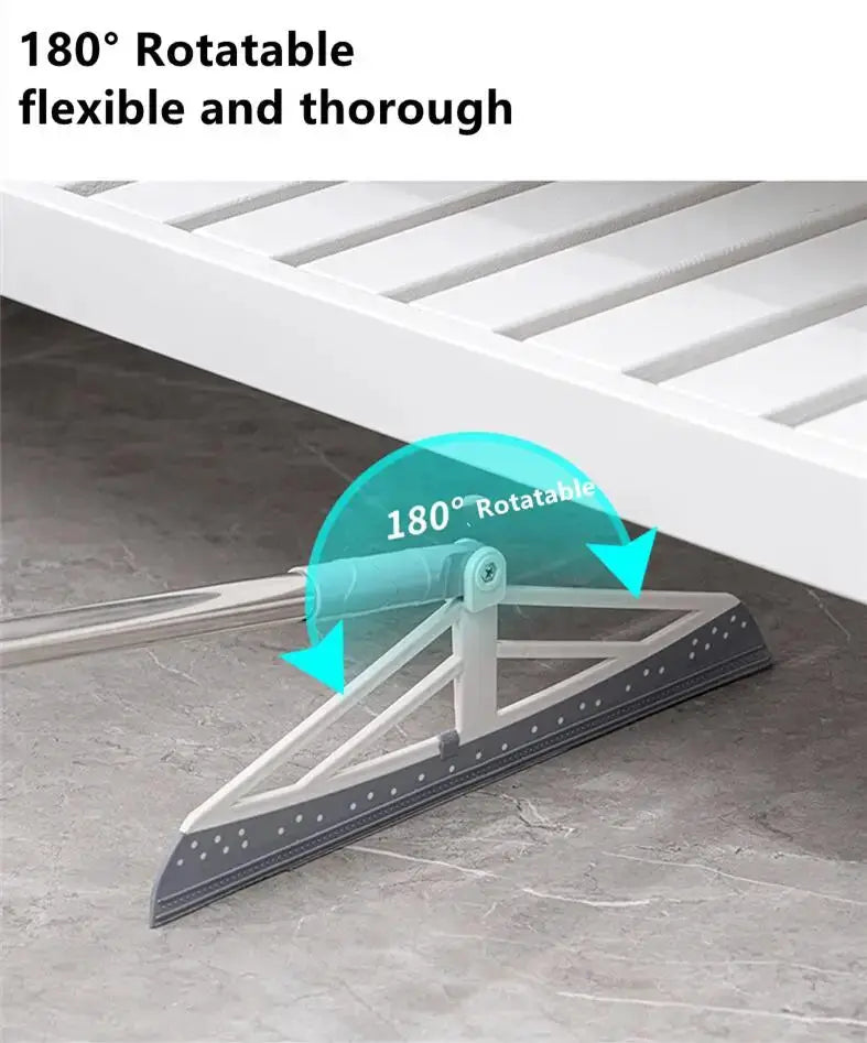 180° rotatable rubber broom with gray silicone mop head for floor cleaning