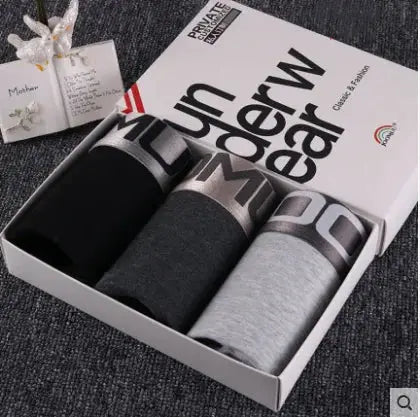 3pc women's cotton boxer briefs set in black, charcoal, and gray by Simples Market