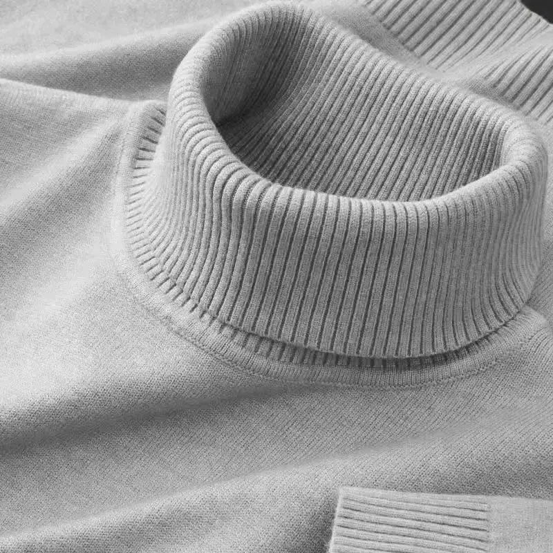 Mens Knitted Sweater Solid Color Turtleneck Pullover Breathable Warm Outdoor Streetwear For Autumn And Business Tops