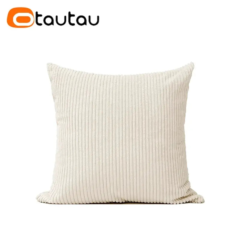 OTAUTAU cotton corduroy cushion cover in cream, pillowcase without insert for 30x50–60x60 cm.
