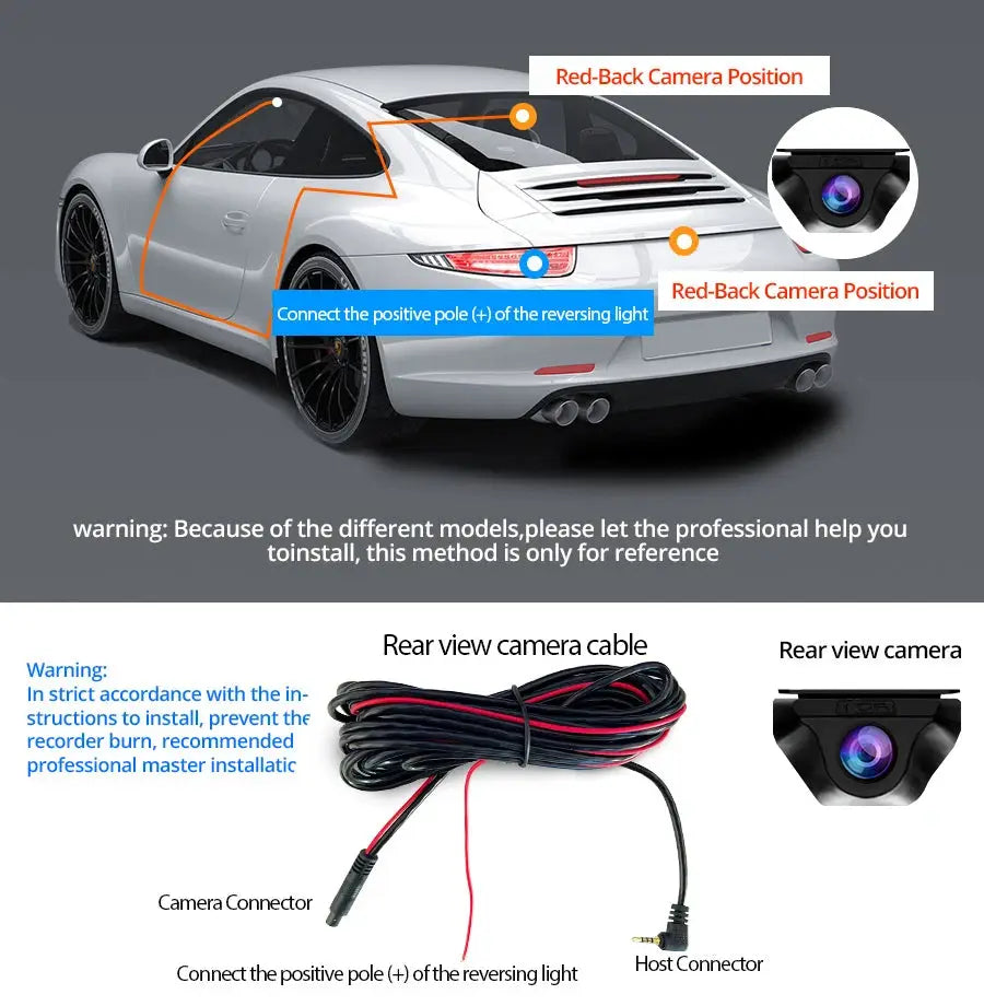 E-ACE 4K WIFI dashcam 12-inch rearview mirror by Simples Market with rear camera and cable bundle