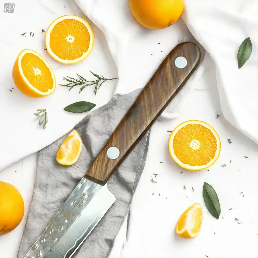 67 Ply Forged Damascus Steel Fruit Knife With Sharp Blade For Peeling And Boning Solid Wood Handle Kitchen Knife