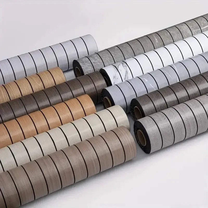 Extra Thick 3D Wood Grain Self-adhesive Wallpaper rolls by Simples Market; gray, beige and brown wood textures.