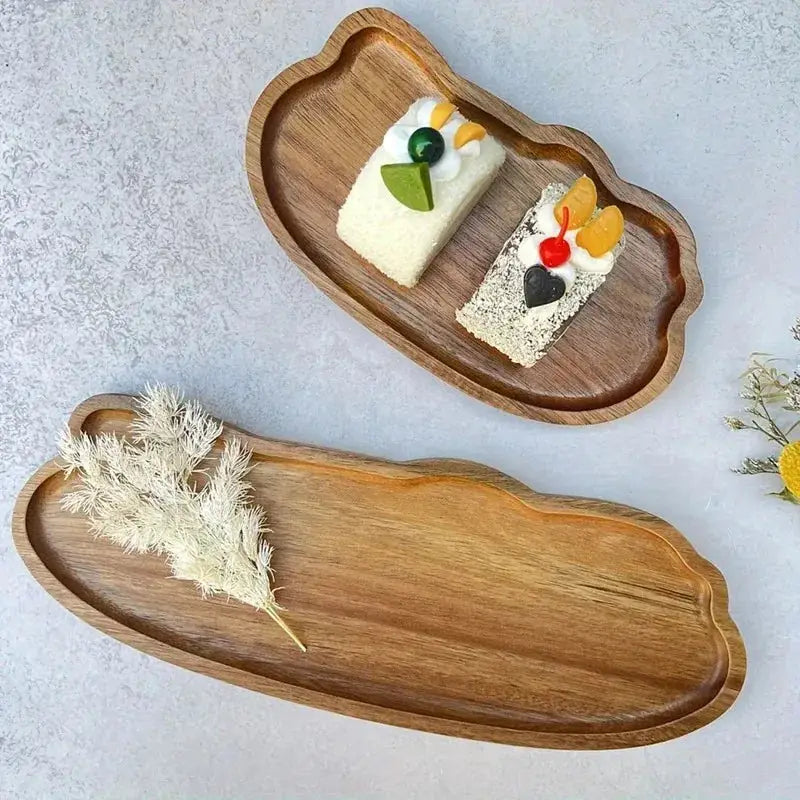 Japanese Style Wooden Serving Tray For Coffee Tea Desserts Snacks