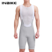 INBIKE men's cycling bib shorts in gray with white breathable mesh bib