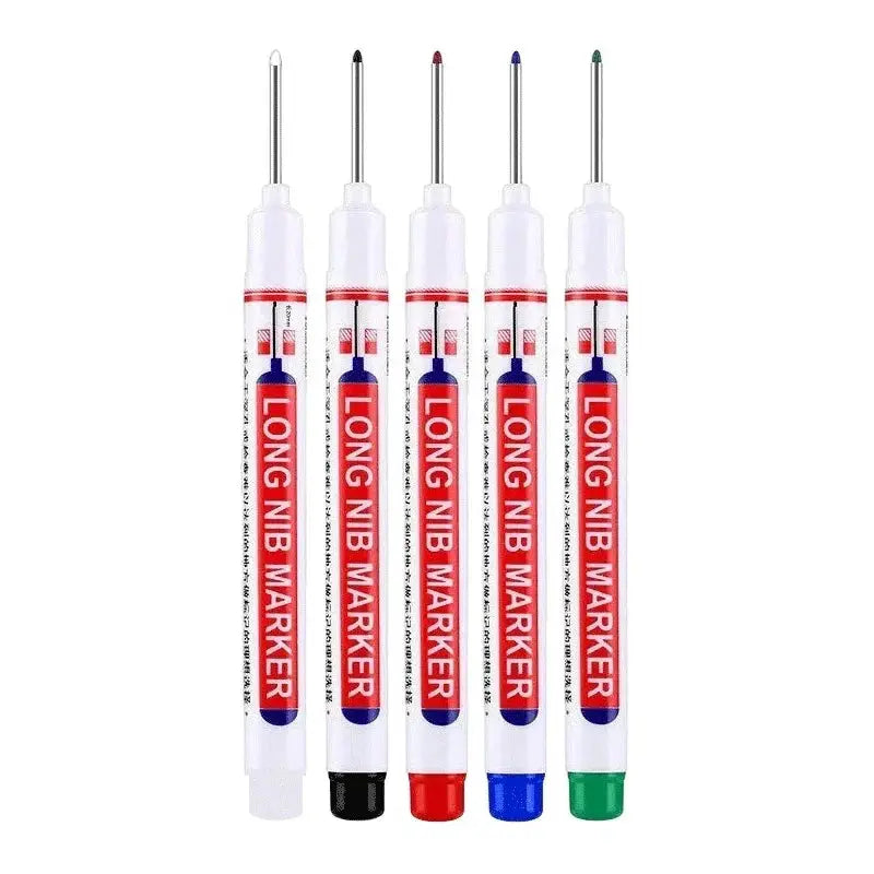 5-piece long-nib marker set with 20mm deep-hole nibs in assorted colors, waterproof.