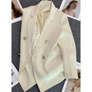PrestigeLine Women Suit Blazer Elegant Coat For 2025 Spring And Autumn Korean Luxury Double Breasted Jacket Office Ready