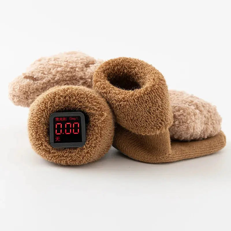 Cartoon Bear Baby Socks For Boys And Girls Winter Warm Cotton Anti Slip Thick Solid Newborn And Toddler Socks