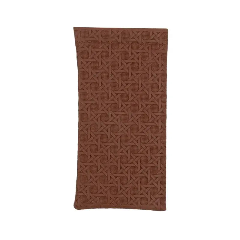 Long wallet in brown artificial leather with a textured woven pattern
