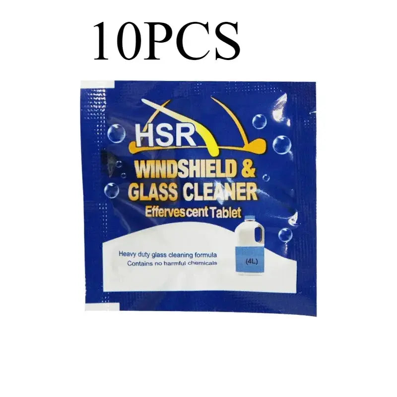 HSR windshield and glass cleaner tablets, blue sachet, 10-pack for car washer fluid