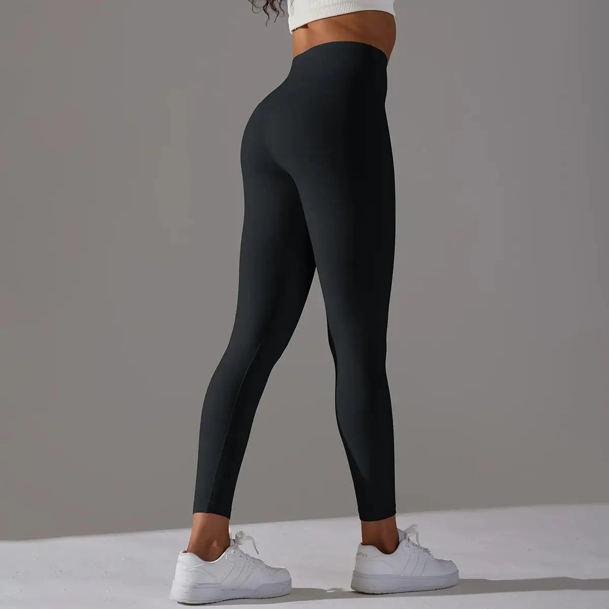 Black high‑waist full‑length leggings for women, fitness and yoga wear