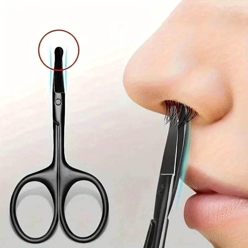 One Piece Silver Mirror Finish Round Head Nose Hair Scissors Stainless Steel Safety Tip