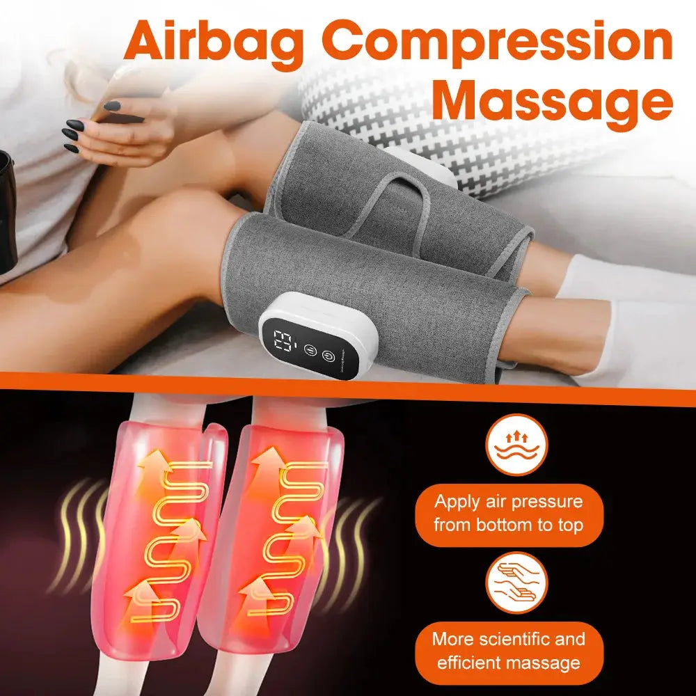 Electric calf massager by Simples Market with gray 3-level airbag compression for legs and feet, wireless