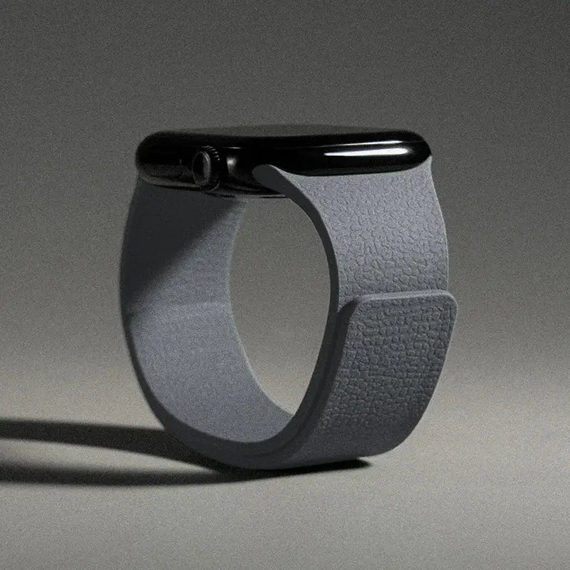 Silicone magnetic Apple Watch strap in gray-blue, fits 40–49mm bands