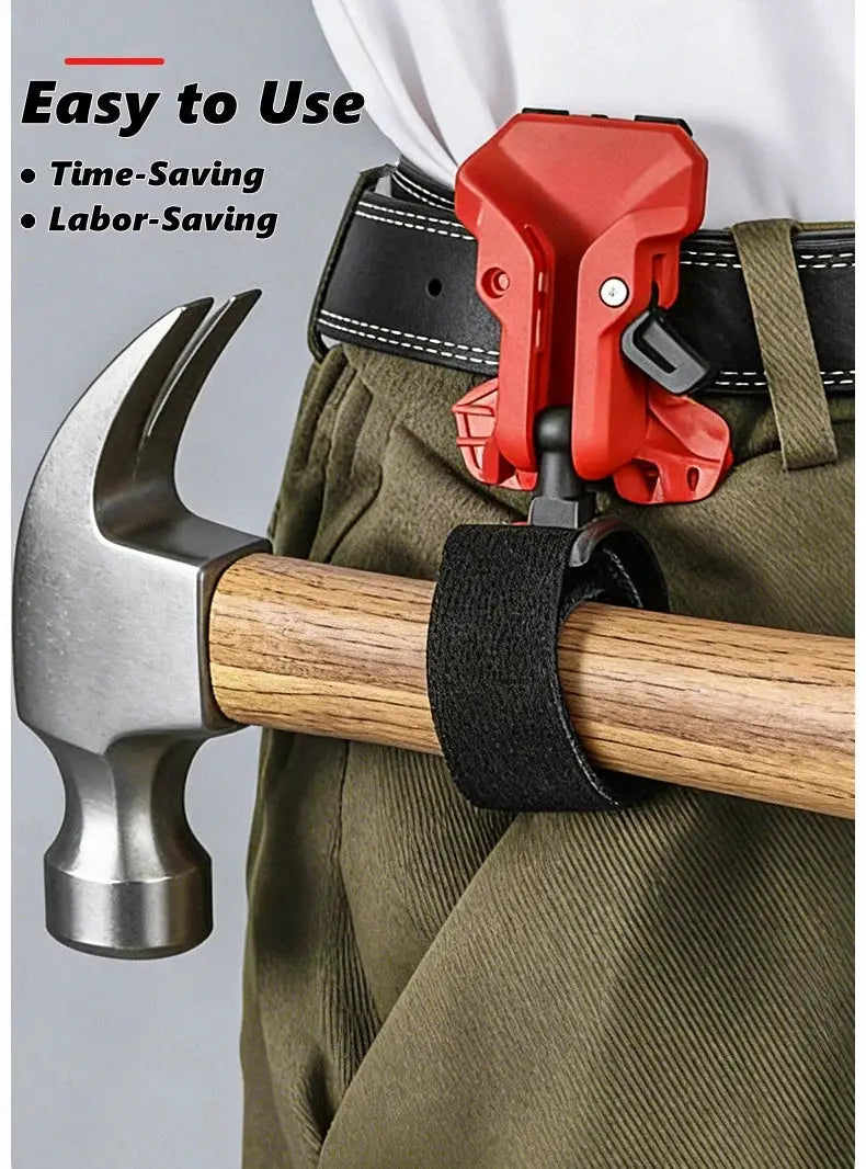 Portable self-locking drill holder with belt clip and quick-release, red, Simples Market