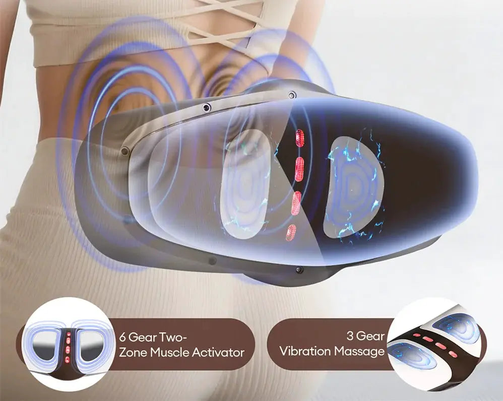 Electric lumbar traction massager by Simples Market; black waist belt with adjustable 3-gear vibration and spine support