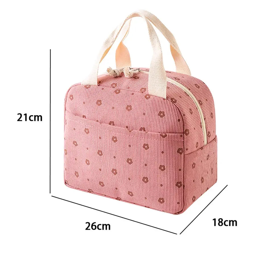FloralPulse Printed Floral Insulated Lunch Bag With Waterproof Portable Thermal Cooler For Office Or Camping