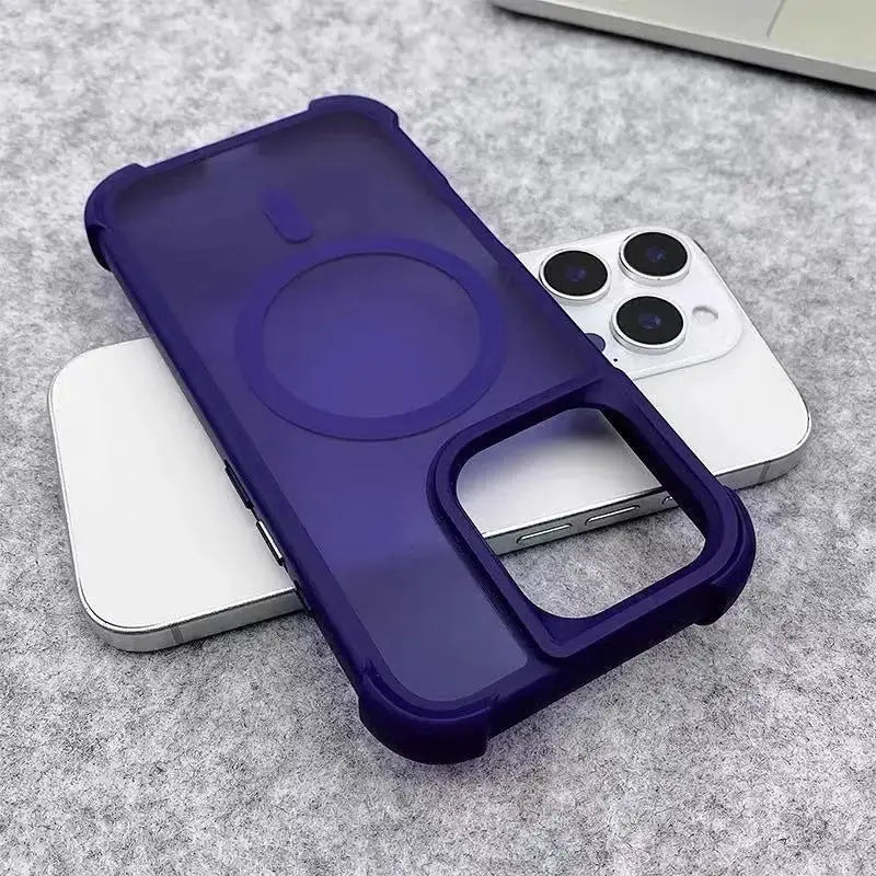 Simples Market purple magnetic luxury matte armor shockproof iPhone case with MagSafe