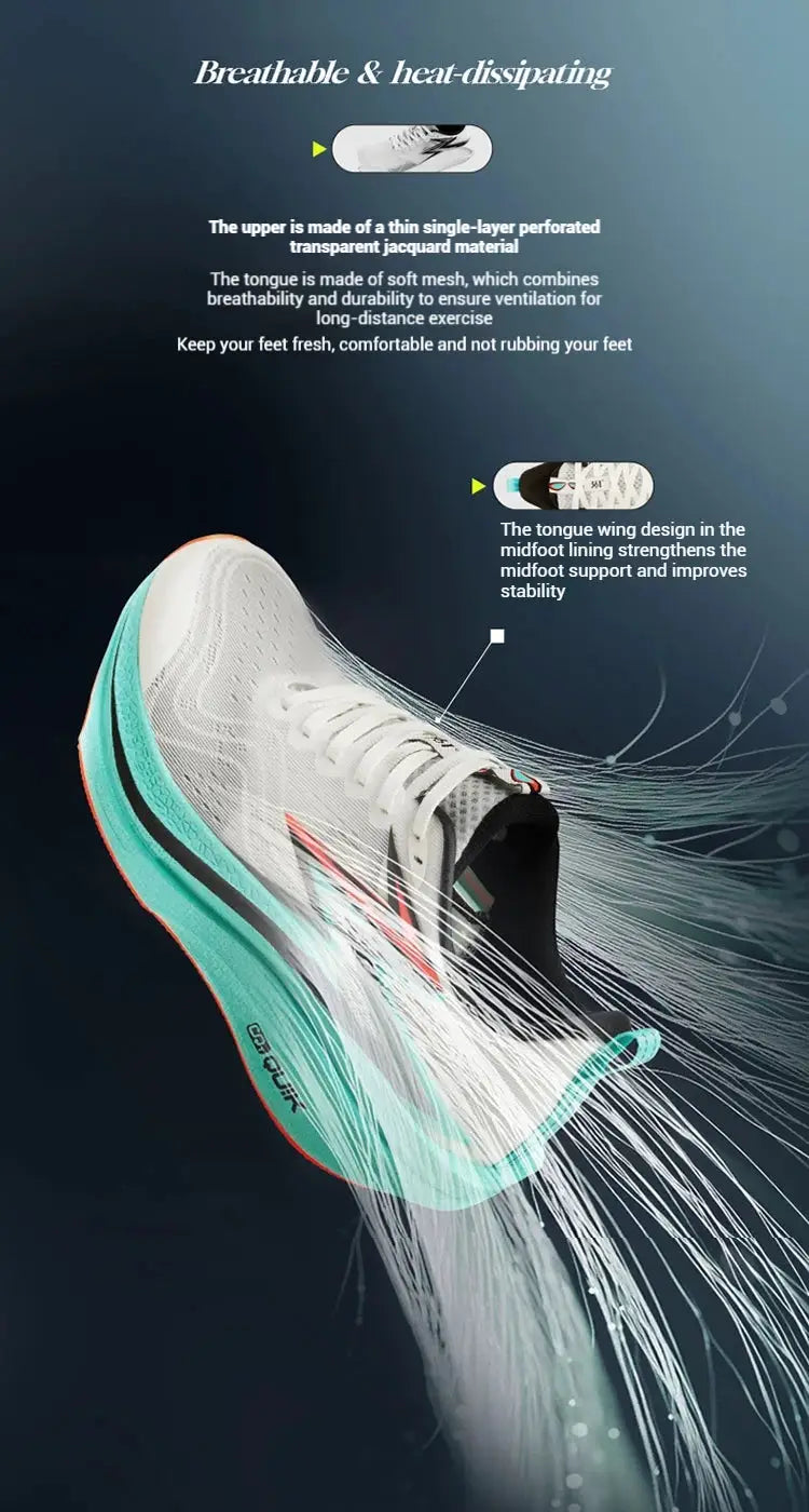 361 Degrees Flame 4.0 MIX running shoes with white mesh upper and teal midsole