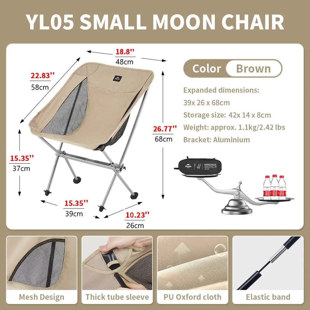 Naturehike 2024 Ultralight High Load Camping Chair Folding Outdoor Moon Chair for Garden Picnic Beach