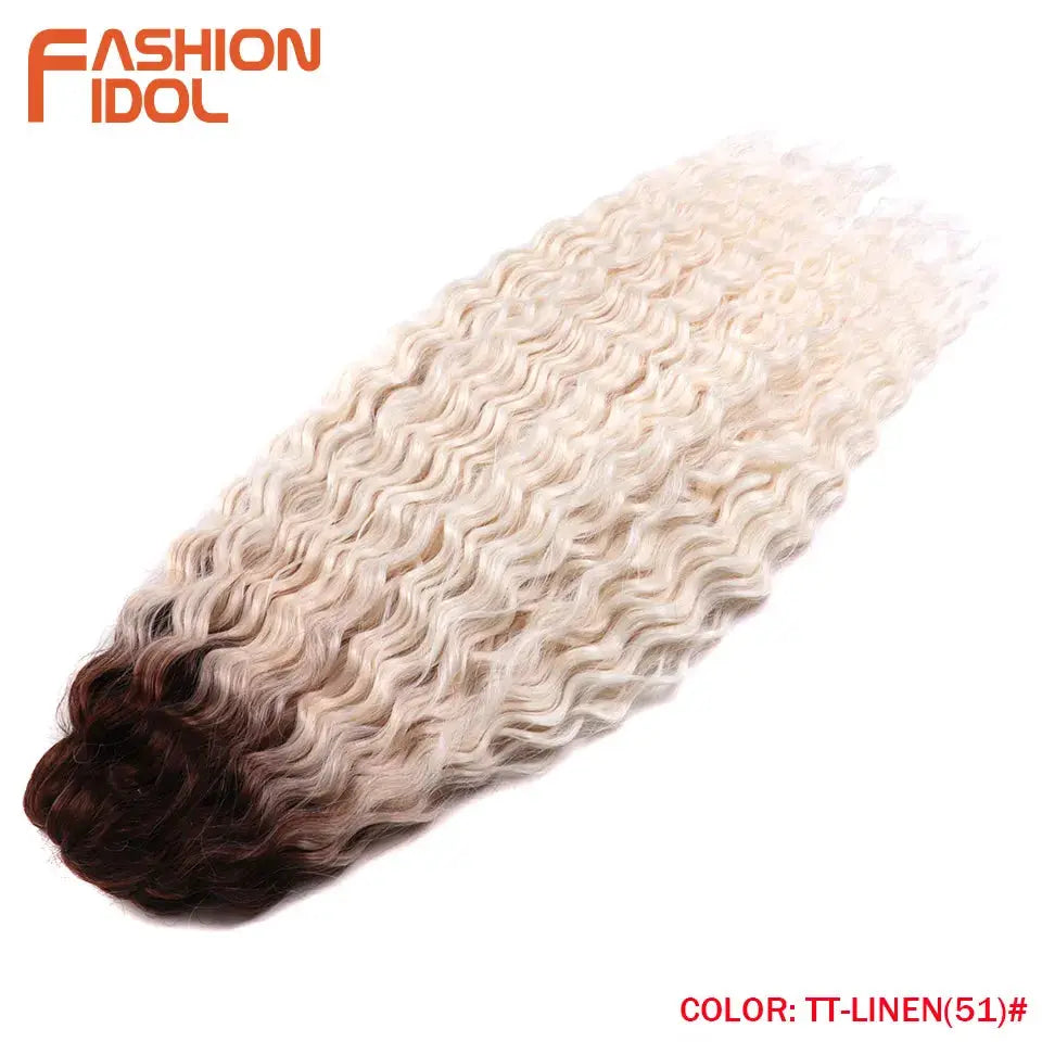 Ariel Synthetic Twist Crochet Curly 24in water-wave braid Ombre blonde-brown by Simples Market, FASHION IDOL logo.
