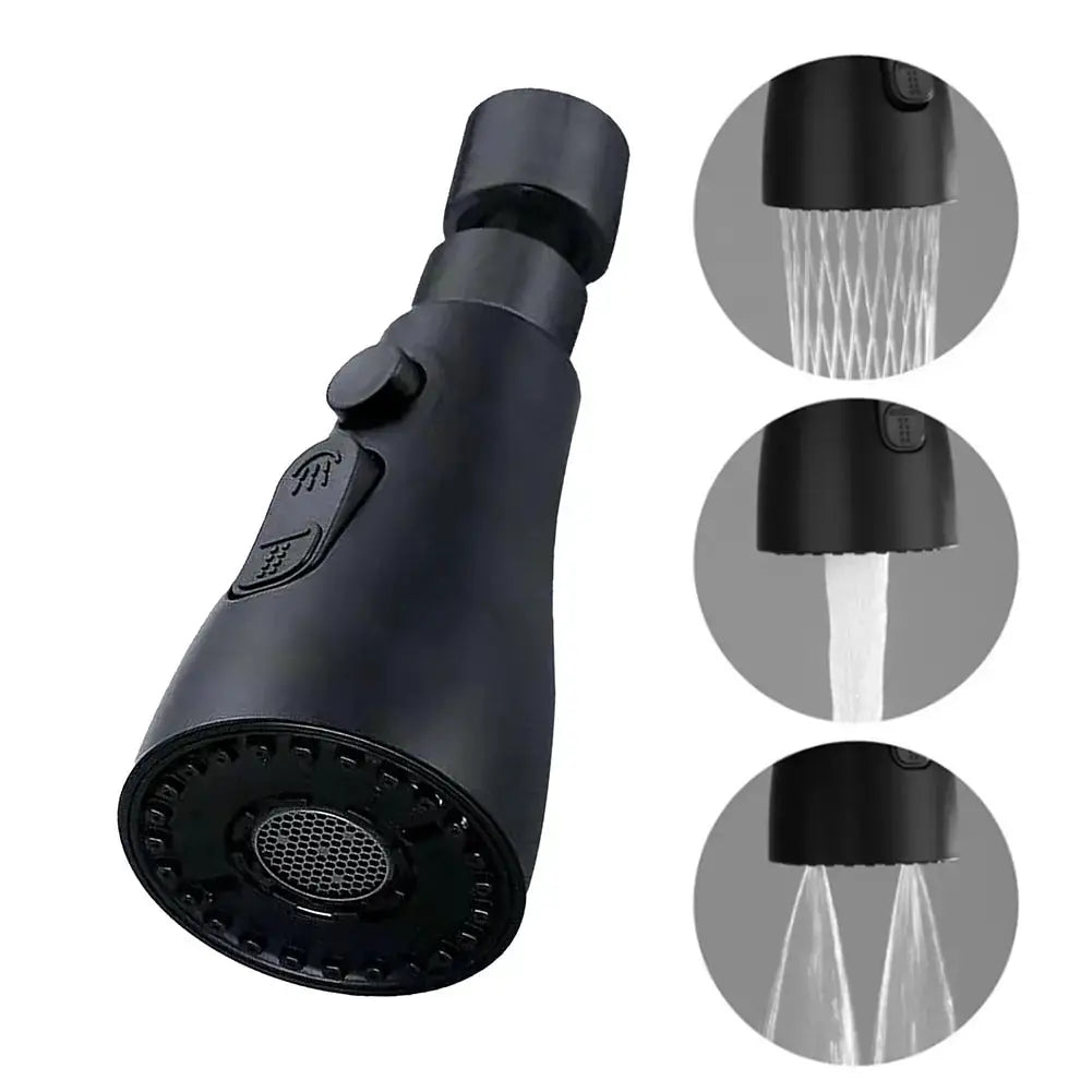 Simples Market 3-in-1 kitchen faucet extender, black universal pull-out spray head with 360° rotation