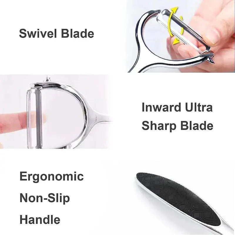 Chef's Choice Stainless Steel Vegetable Peeler Multi Function Carrot Grater Ergonomic Left And Right Hand Design