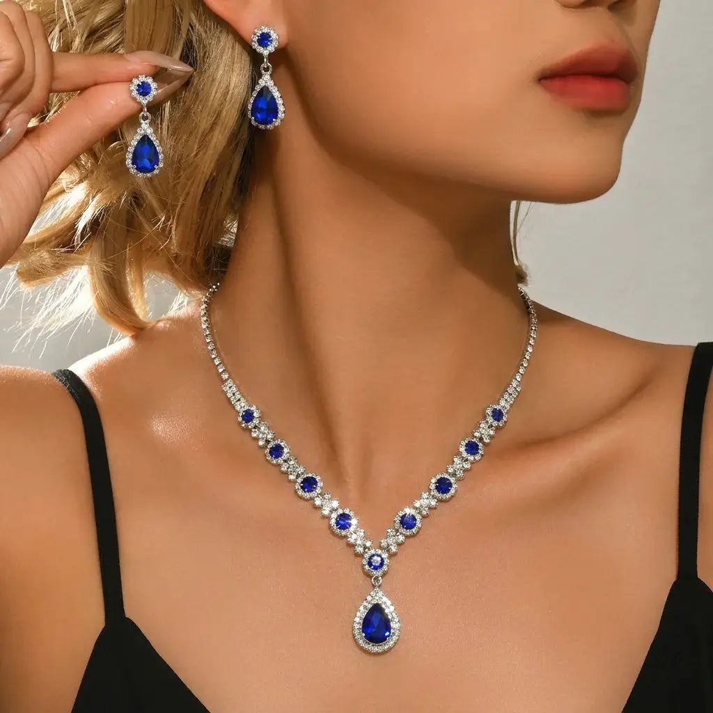 Water Droplet Necklace And Earrings Set Elegant Two Piece Jewelry Gift For Girlfriend And Best Friend Birthday Surprise