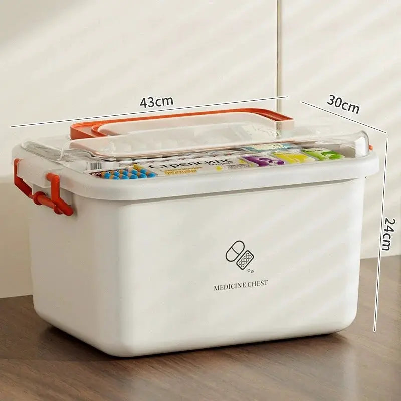 Large Capacity Portable Medicine Box With Multi Layer Storage For Home First Aid And Family Emergency Kit