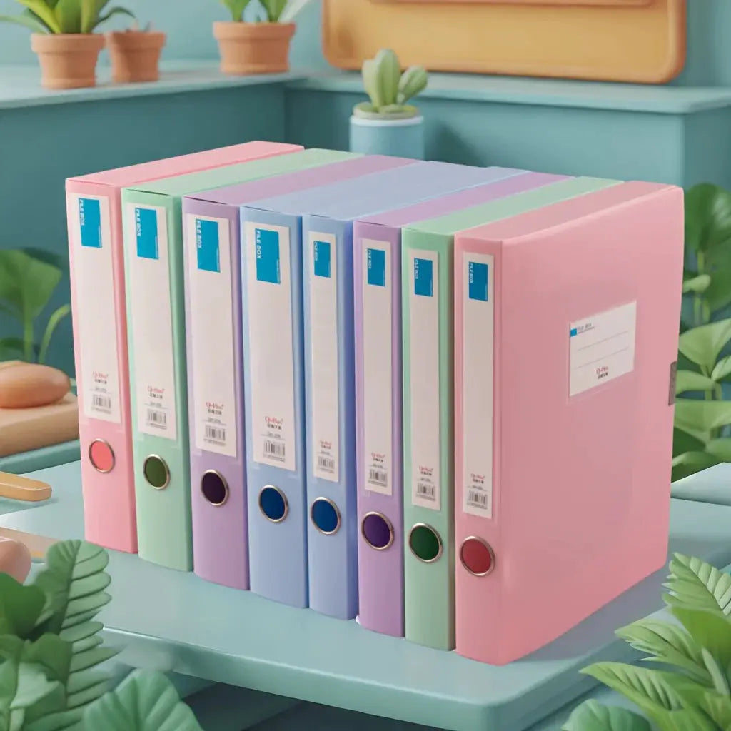 Large-capacity foldable plastic A4 file organizers by Simples Market in pastel colors (pink, mint, blue, lavender)