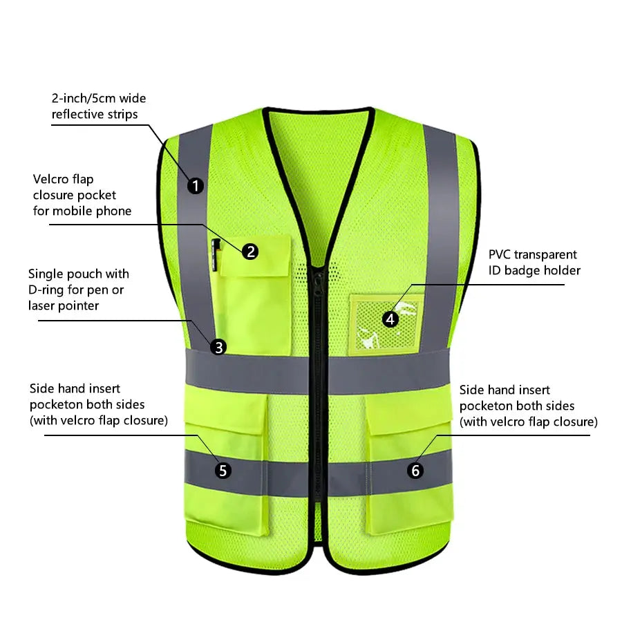 High Visibility Safety Vest Adjustable for Running Cycling Outdoor Traffic Night Security