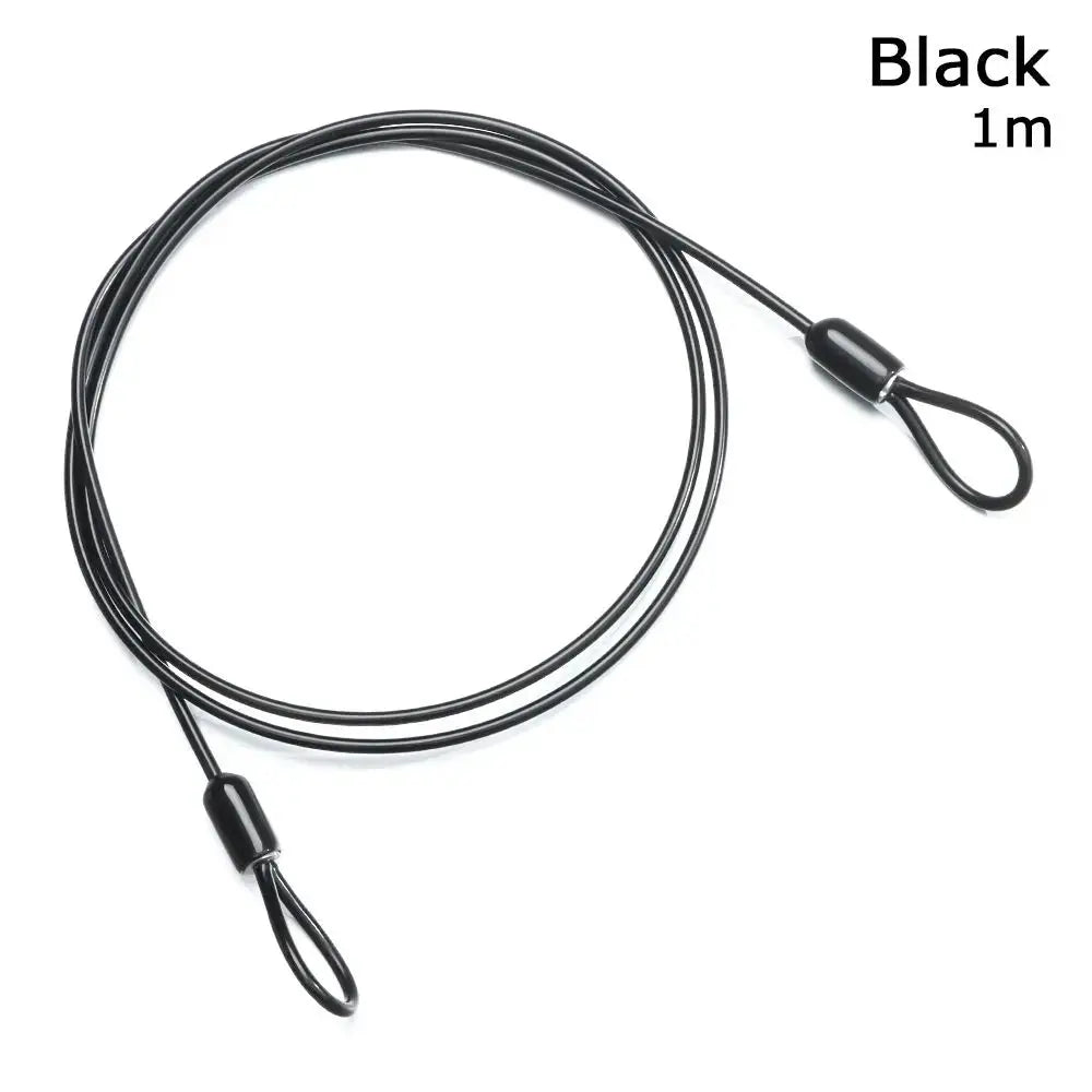 Bicycle security cable lock, black steel cable with loop ends, 1m length