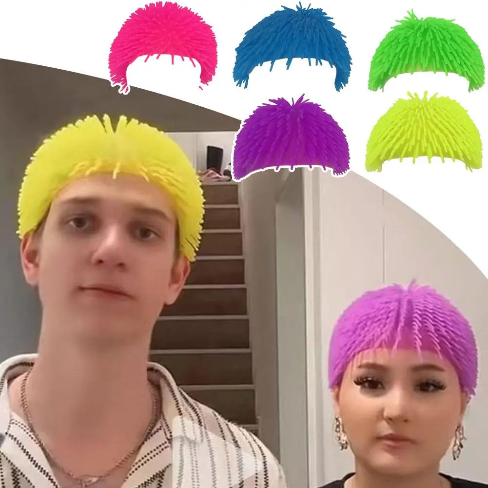 Spiky Ball Prank Hat by Simples Market; unisex soft TPR wig in yellow with six vibrant color options