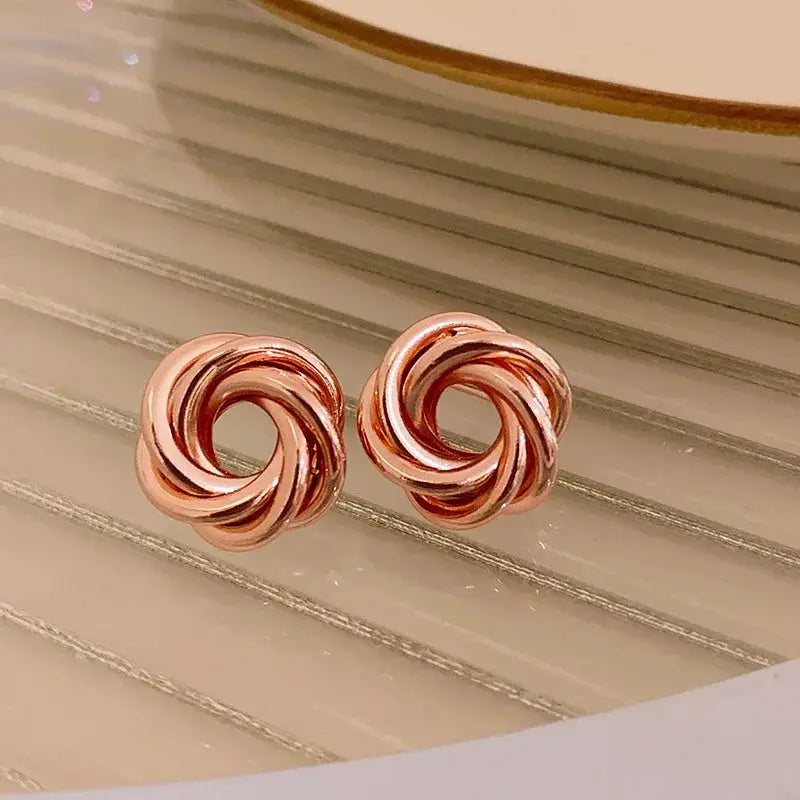 Geometric Multilayer Round Circles Hoop Earrings For Women Twisted Metal Gold Jewelry Gift