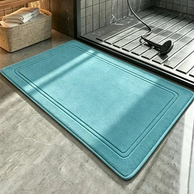 Teal bathroom rug, quick-dry non-slip mat for shower area